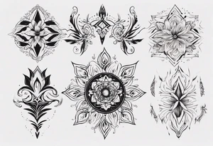 Minimalist Ornemental delicate tattoo idea