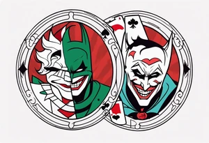 joker and batman on card game tattoo idea