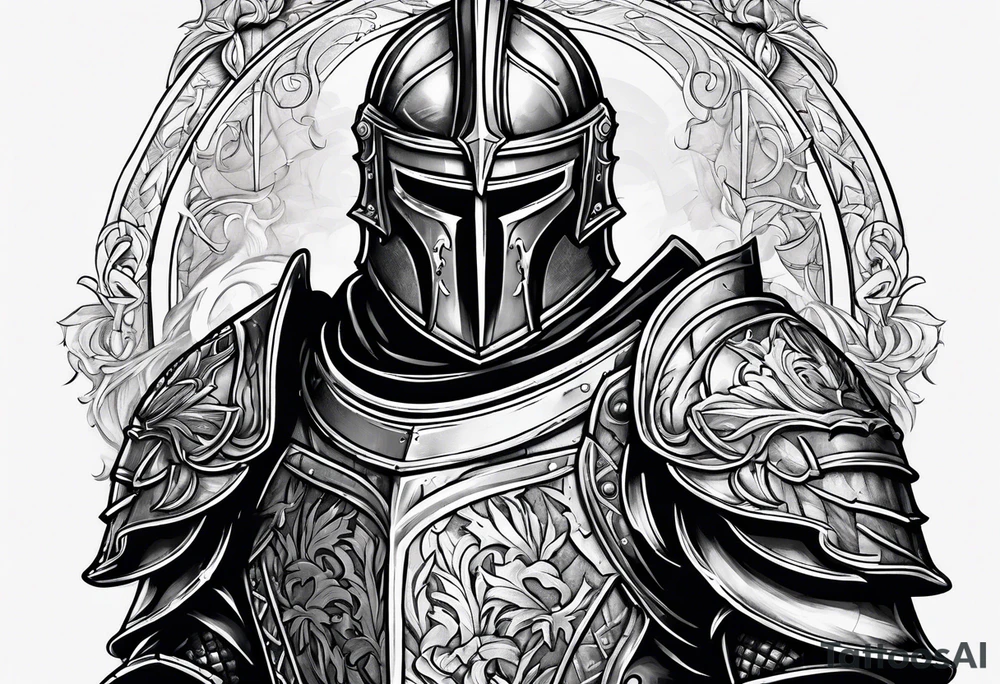knight heavy armor surrounded tattoo idea