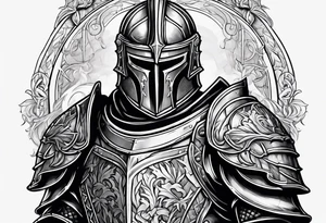 knight heavy armor surrounded tattoo idea