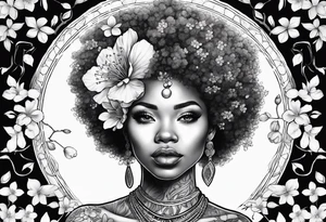 Afro art, cherry blossom tattoo idea