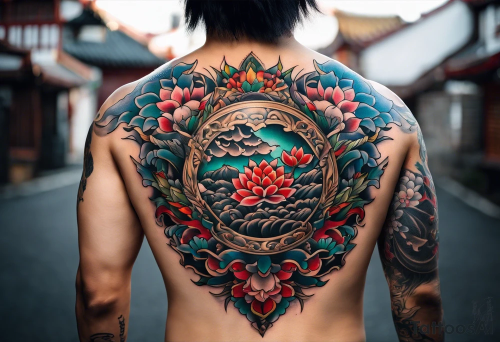 Semi muscular back tattoo that is inspired by the yakoza tattoos tattoo idea