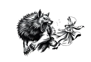 Big bad wolf chasing little red riding hood tattoo idea