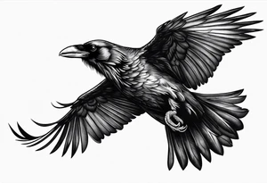 Evil raven in flight attacking tattoo idea