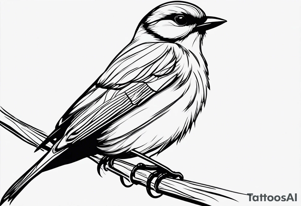 Single line bird tattoo idea