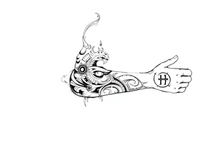 Tribal Sicilian sleeve with patterns
And symbols with a Leo symbol on forearm tattoo idea