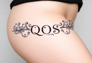 text reading "QOS" across a womb tattoo tattoo idea