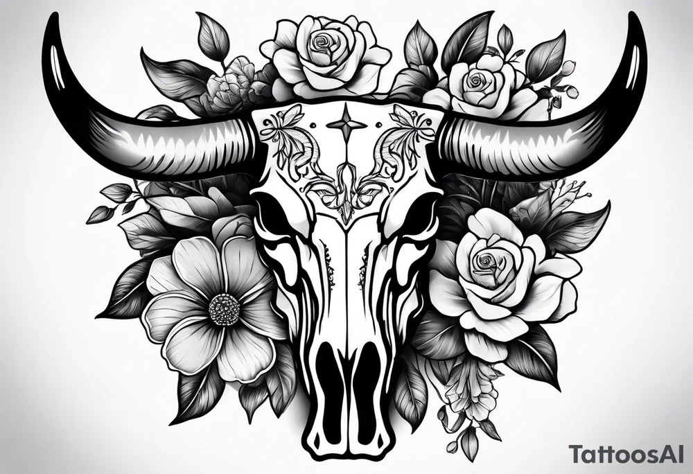 Forearm half sleeve. Western cow skull with flowers tattoo idea Forearm half sleeve. Western cow skull with flowers tattoo idea
