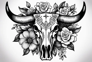 Forearm half sleeve. Western cow skull with flowers tattoo idea