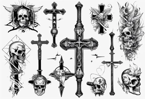 Memorai Hockey stick cross tattoo idea
