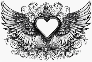 devilish heart angelish wings tattoo idea