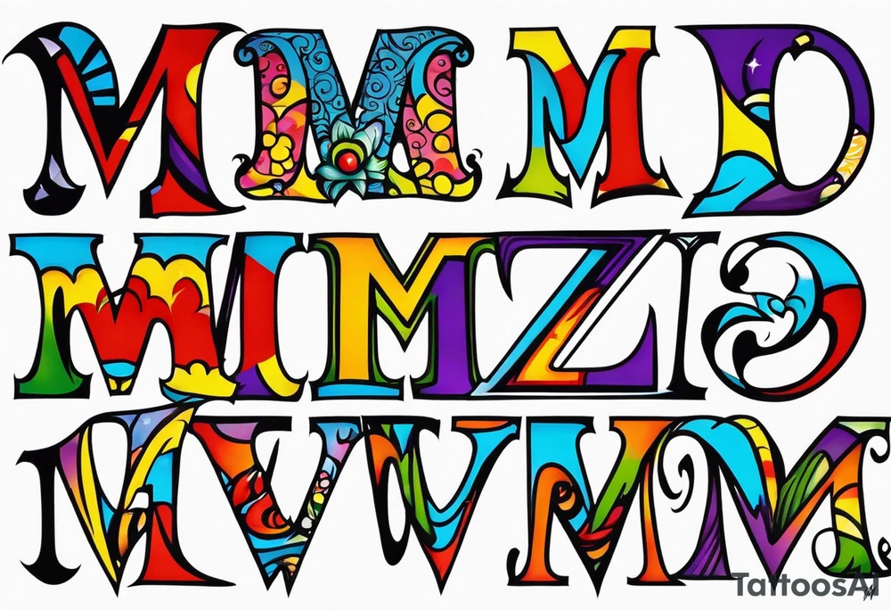 I need a tattoo and it has the letters M, Z, V, M, these are the letters that my children's and husband's names start with. something original tattoo idea