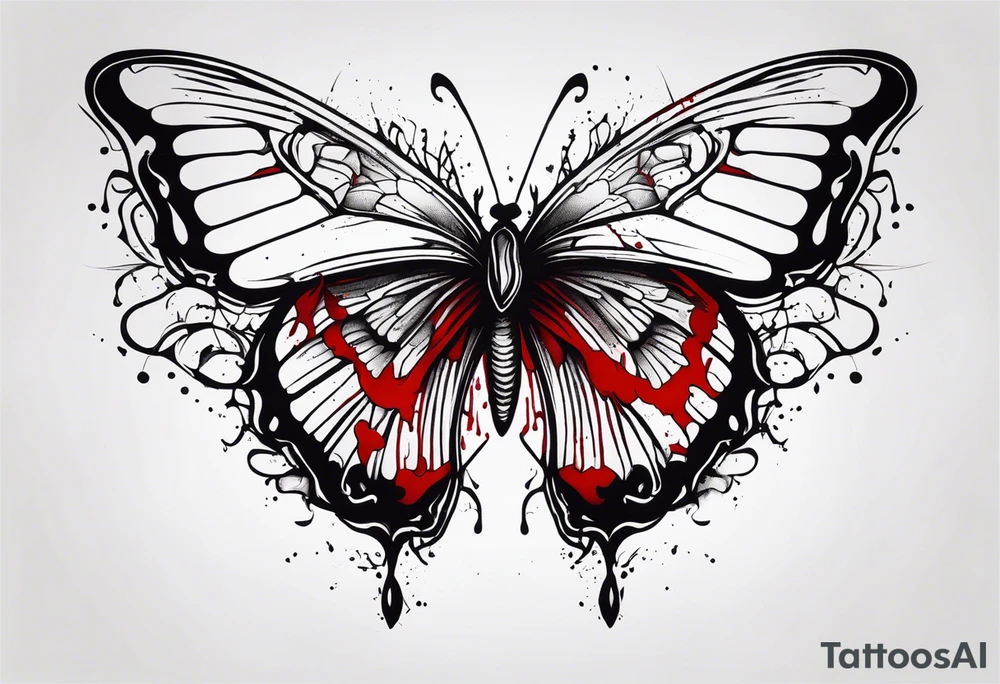 dead butterfly spreading wings and dripped in blood tattoo idea