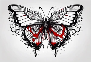 dead butterfly spreading wings and dripped in blood tattoo idea