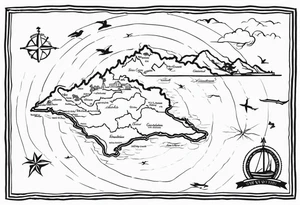 Outline map of the USVI and bvi Caribbean islands tattoo idea