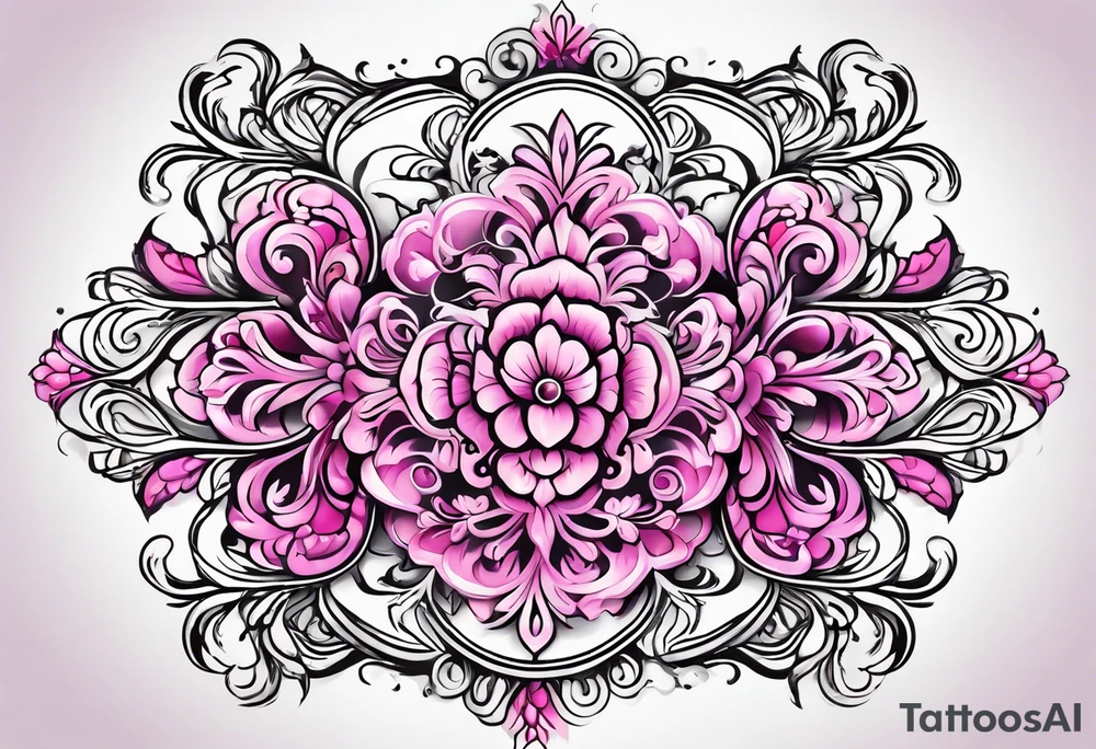 pink filigree. white background tattoo idea