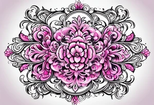 pink filigree. white background tattoo idea