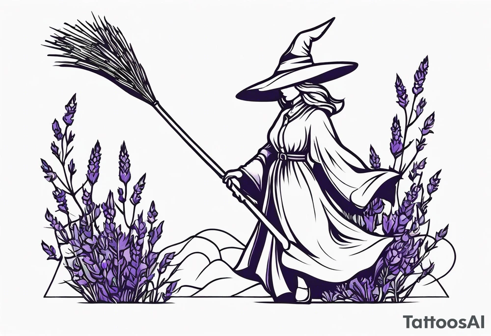 Lavender, witch, broom, tattoo idea