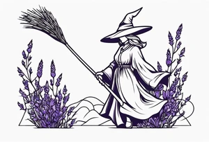 Lavender, witch, broom, tattoo idea
