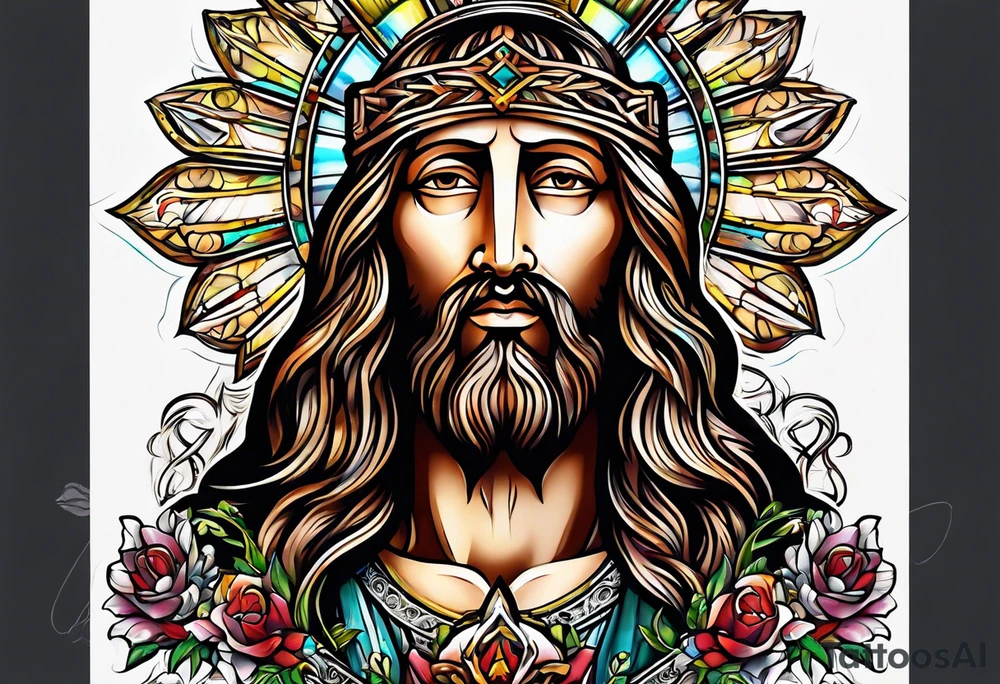 jesus olhando pra cima na cruz tattoo idea