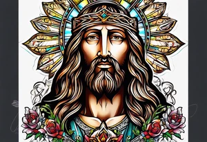 jesus olhando pra cima na cruz tattoo idea