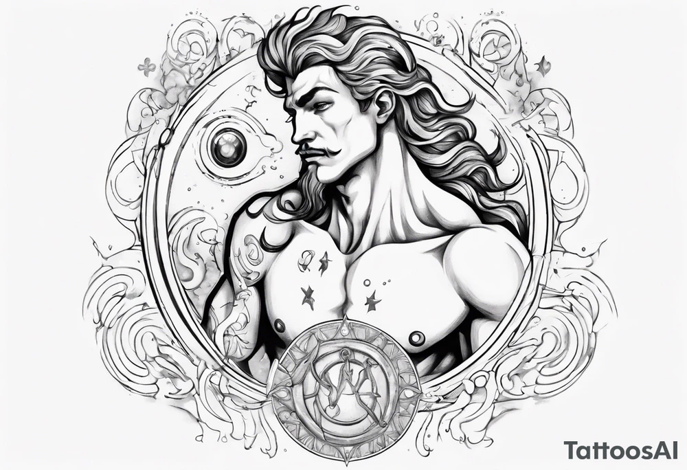 The Zodiac sign Aquarius in Human male form . tattoo idea