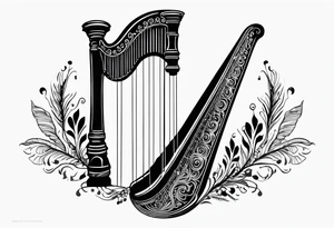 Irish harp with the New Zealand Silver Fern tattoo idea