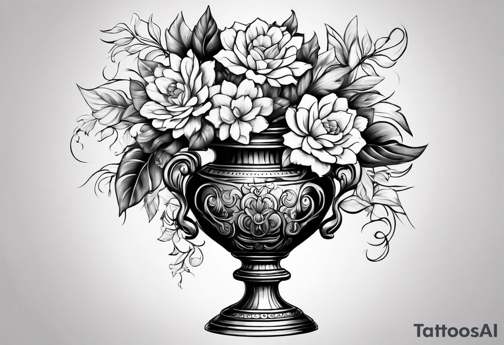 drawing ancient flower vase tattoo idea