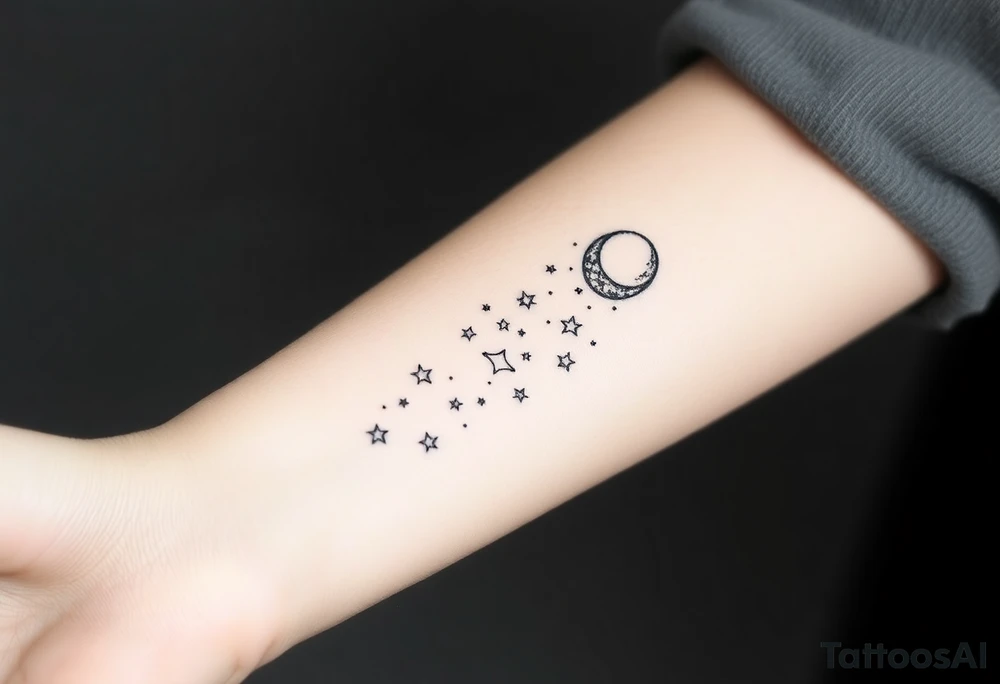 Night sky with constellation, stars  & moon tattoo idea