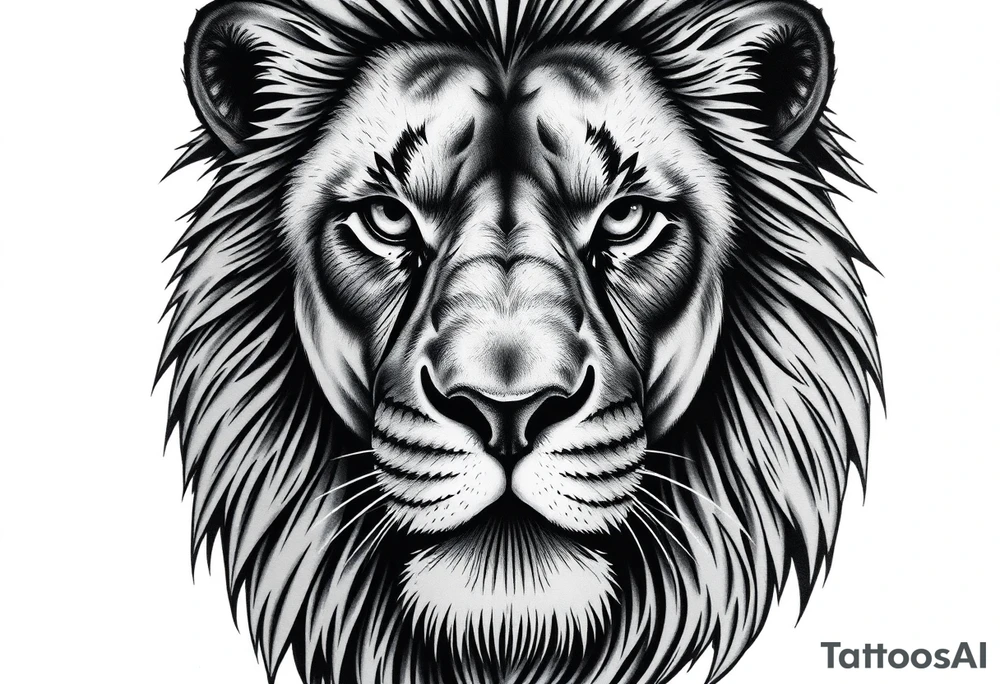 powerful majestic lion, close-up tattoo idea