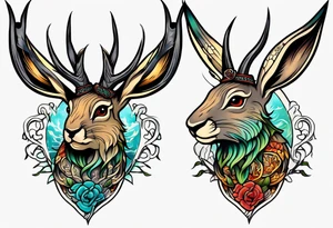 neo traditional jackelope tattoo idea