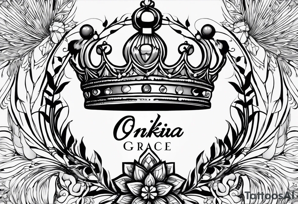 Onika Grace" is a beautiful name that carries a strong sense of purpose and elegance. Incorporating symbols like a halo or a crown into the logo would create a powerful visual identity, emphasizing the brand's divine and graceful message. tattoo idea