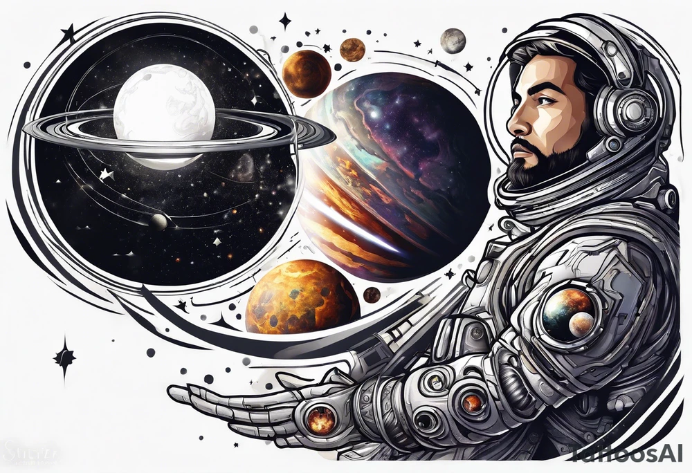 Man,solar, planet space tattoo idea