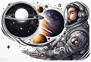 Man,solar, planet space tattoo idea