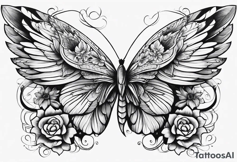 wing, flower, tattoo idea