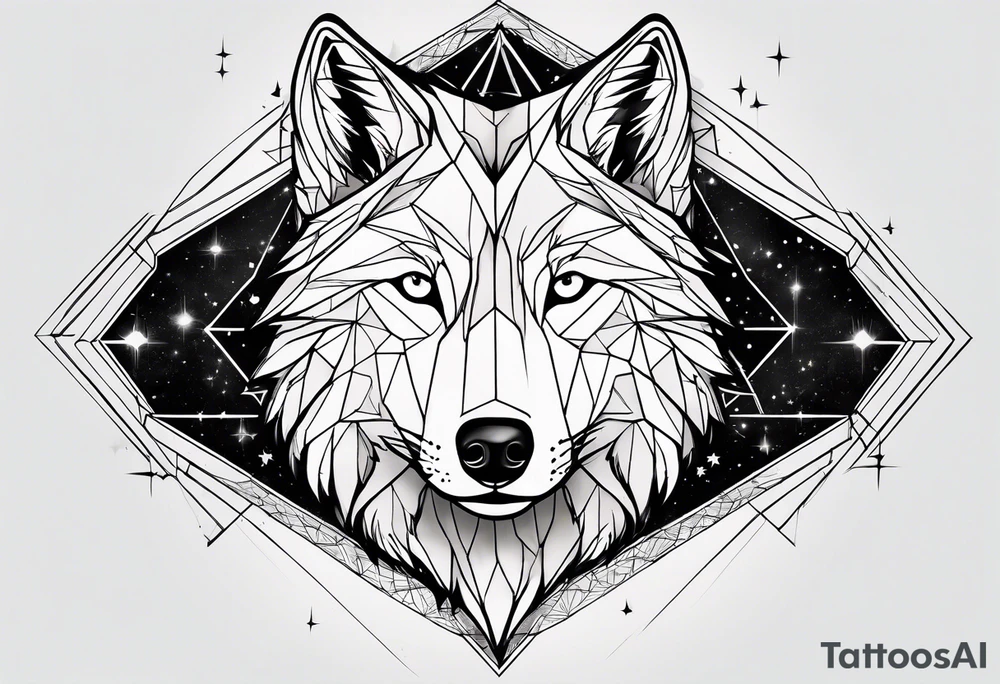 Constellation, two animal wolf, géométric tattoo idea