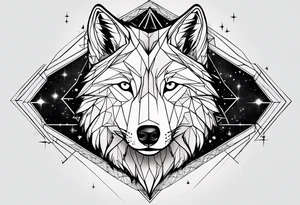 Constellation, two animal wolf, géométric tattoo idea
