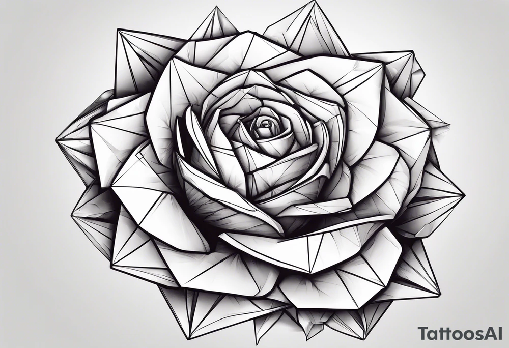 rosa origami con gambo con spine intorno tattoo idea