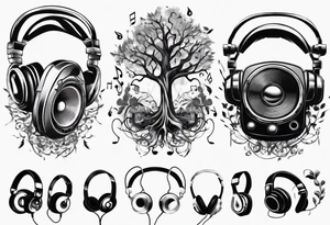 music speaker note tree headphones tattoo idea