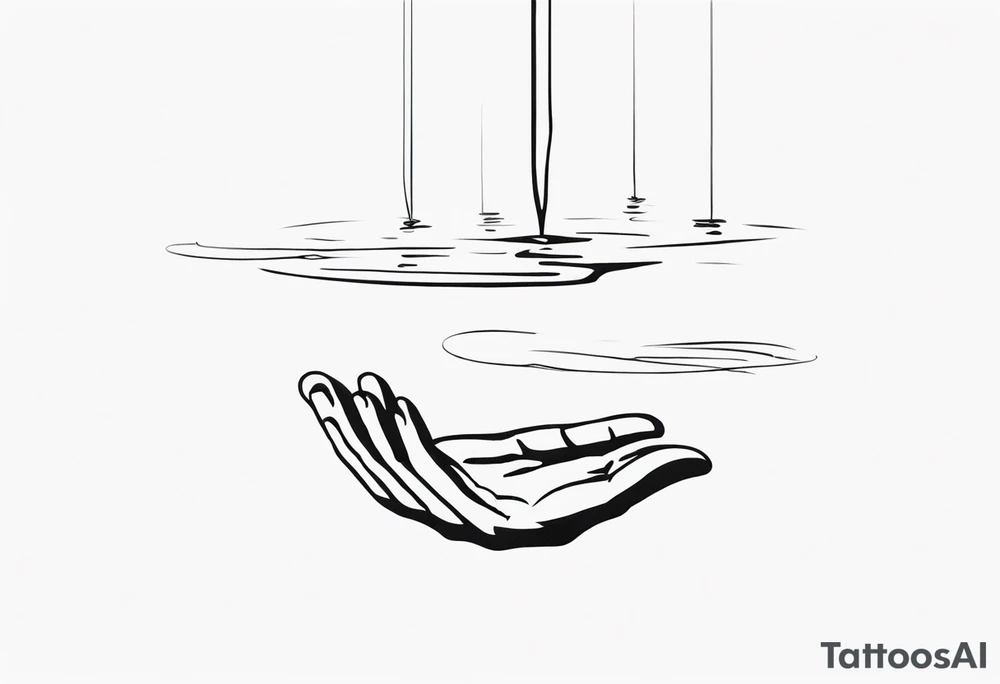 a hand that reaches above a waterline and trys to hold on a string, stopping the person from drowning tattoo idea