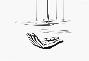 a hand that reaches above a waterline and trys to hold on a string, stopping the person from drowning tattoo idea