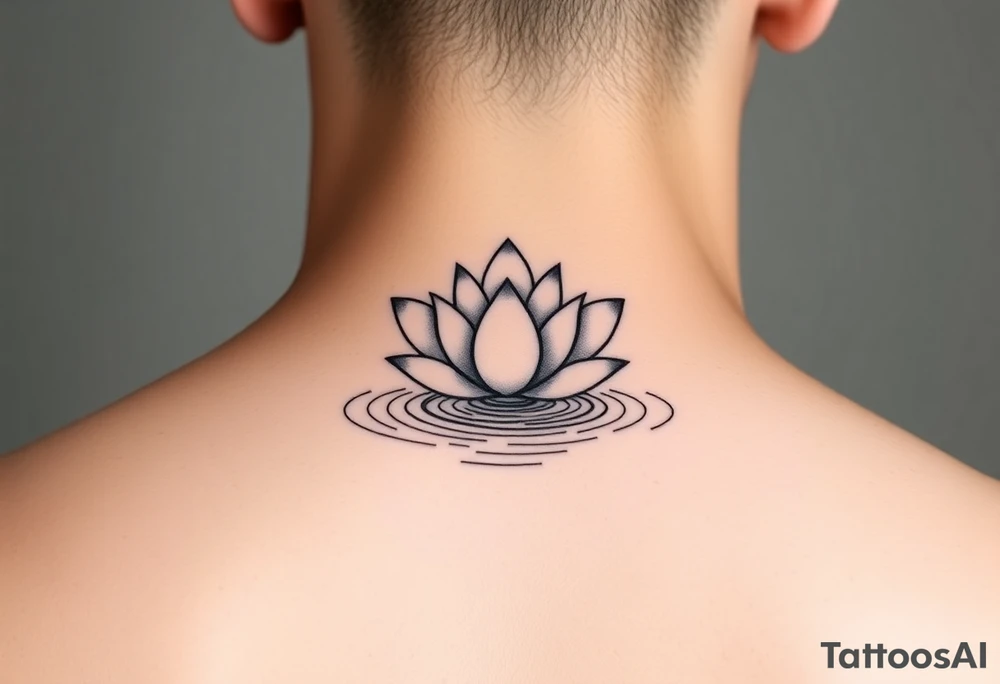 serene lotus flower emerging from sacred waters with ripples tattoo idea