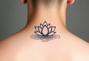 serene lotus flower emerging from sacred waters with ripples tattoo idea