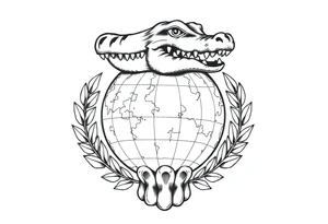 can you create a globe with laurel wreaths on the bottom and a gator above the glove tattoo idea