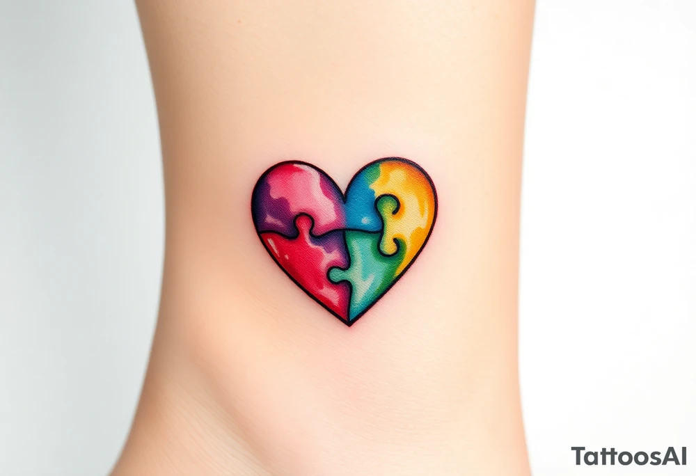 autism heart puzzle shape symbol tattoo idea