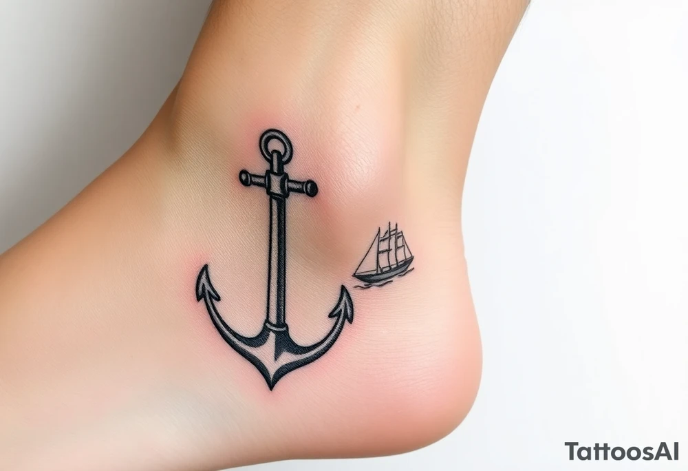 bold man with anchor and yacht
put on arm tattoo idea