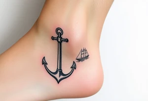 bold man with anchor and yacht
put on arm tattoo idea