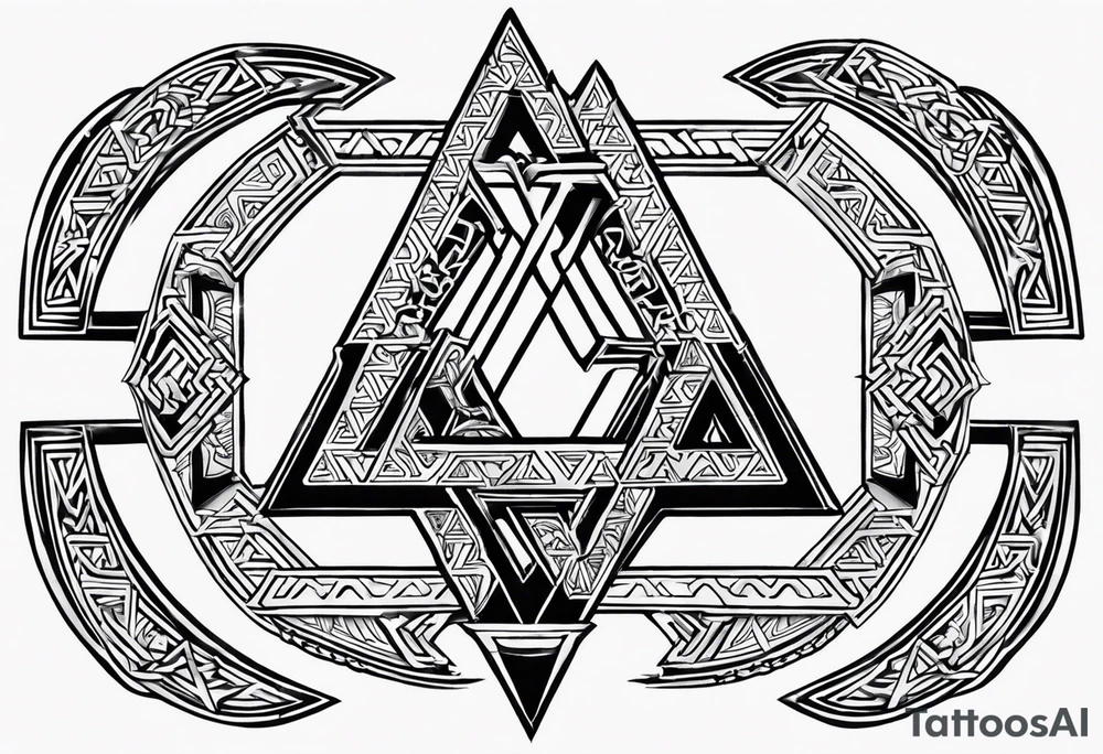 Valhalla shield sword valknut fire chains valknut tattoo idea Valhalla shield sword valknut fire chains valknut tattoo idea