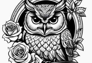 An owl, a rose, “but the greatest of these is love” tattoo idea