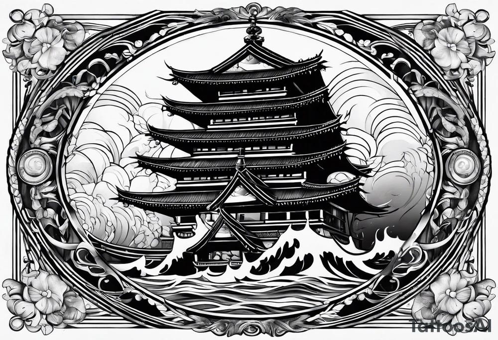Neptun mit ganzen Körper im Wasser stehend tattoo idea